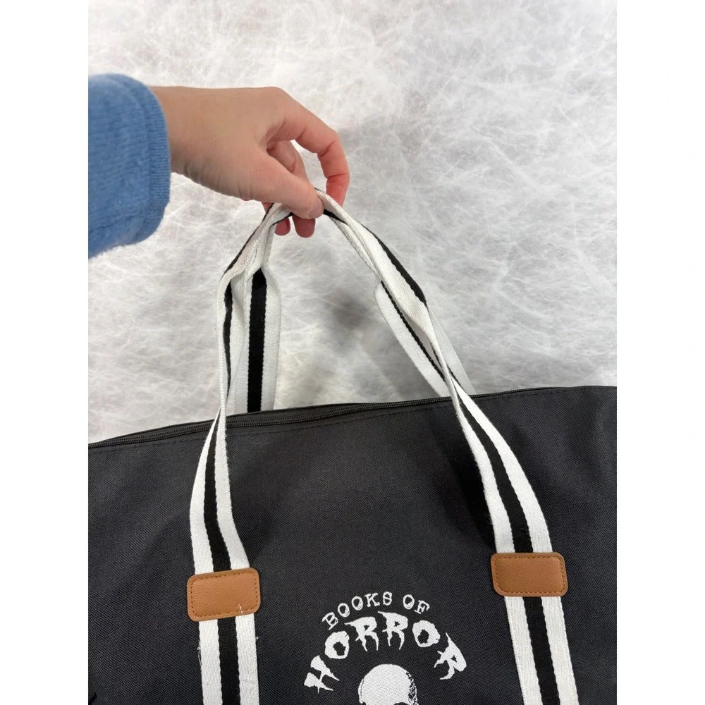 Hit Books of Horror Black Canvas Duffel Bag Skull Graphic Gym Travel‎ Bag
